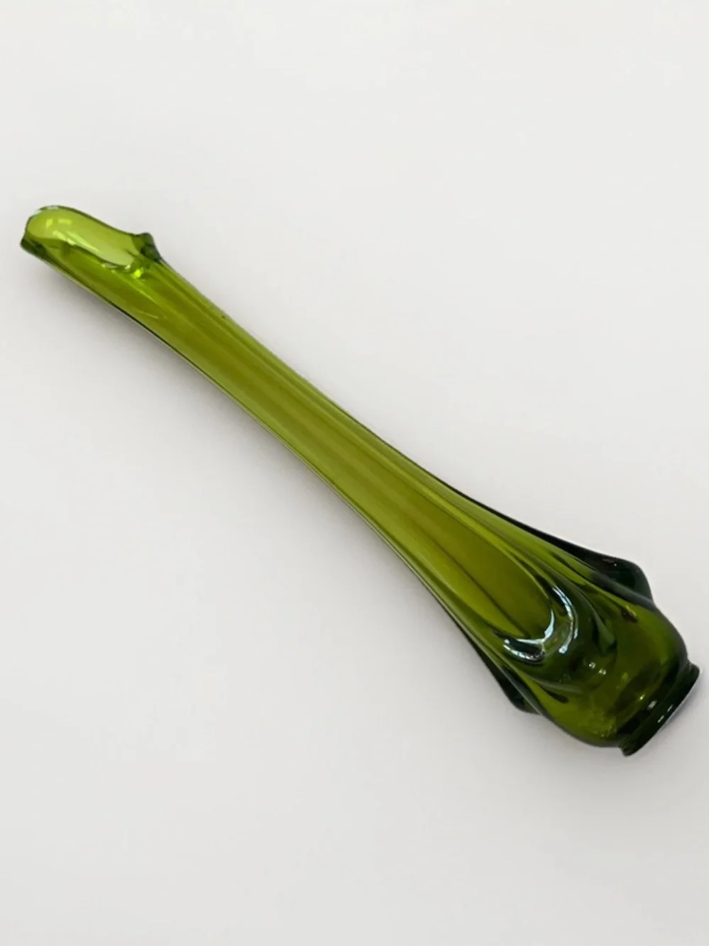 Vintage MCM Viking Green Epic Drape Swung Glass Vase